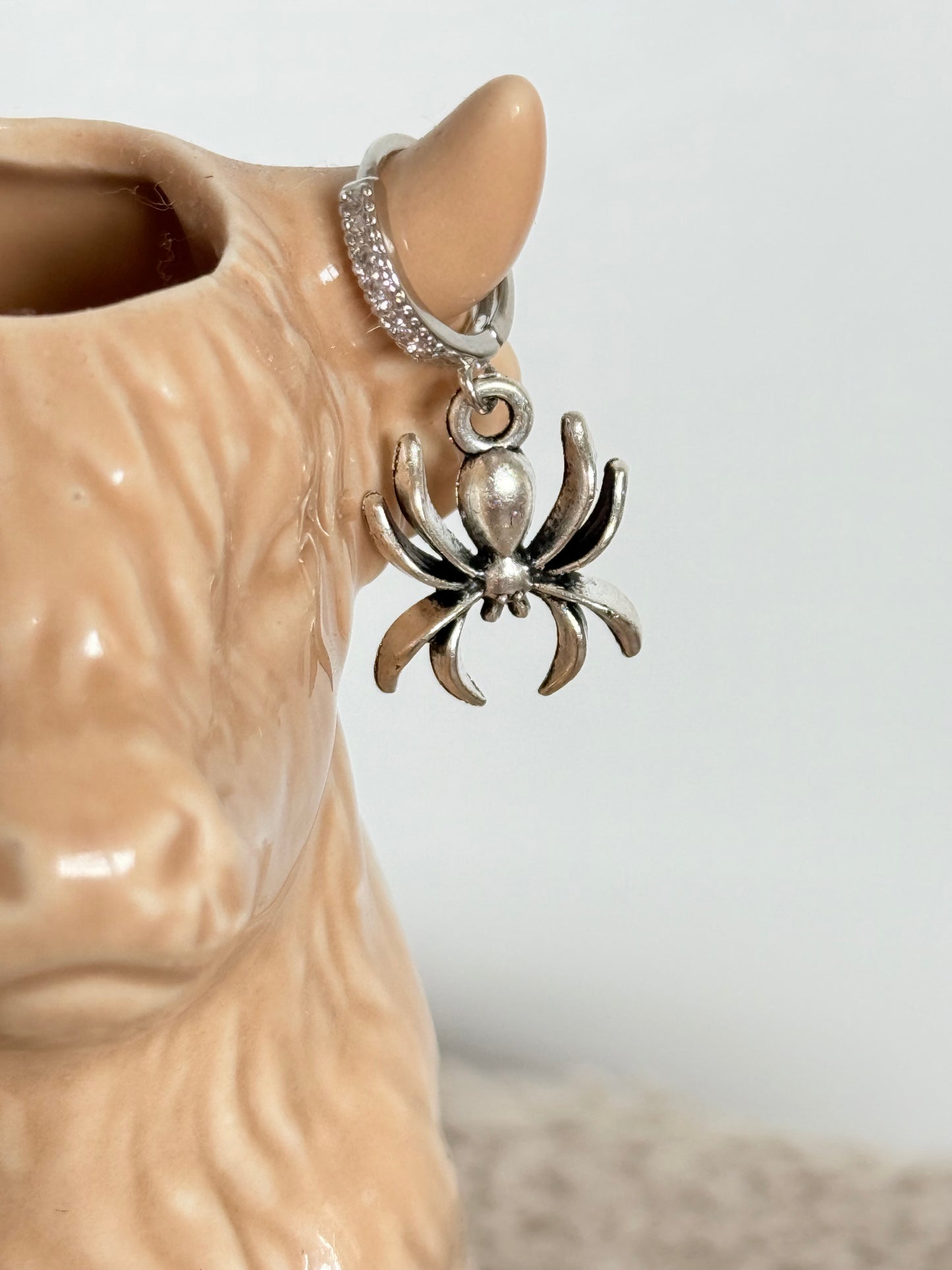 Silver Spider Earrings - Gothic Halloween Jewelry