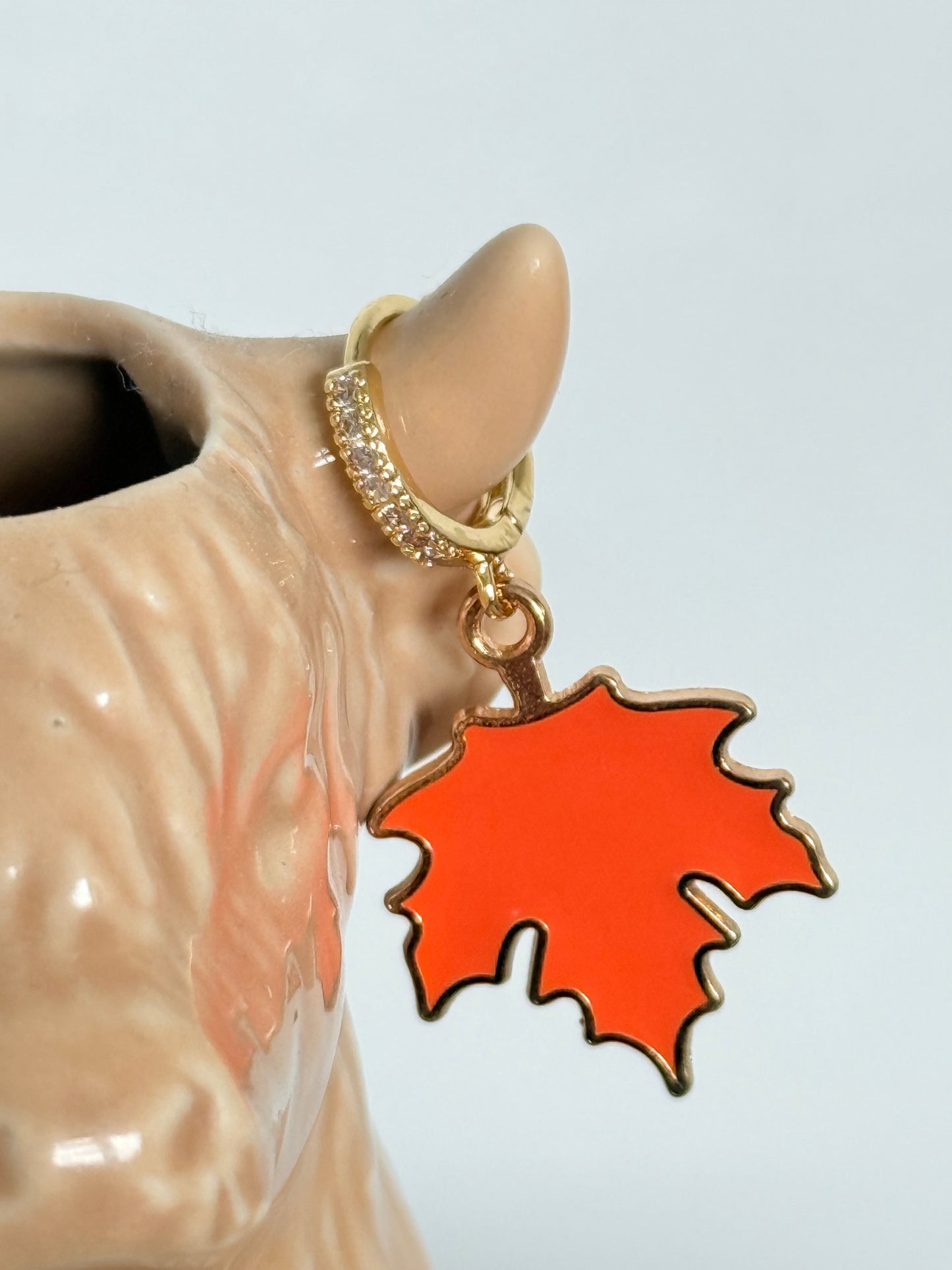Orange Maple Leaf Gold Hoop Earrings - Autumn Jewellery | SMGemz