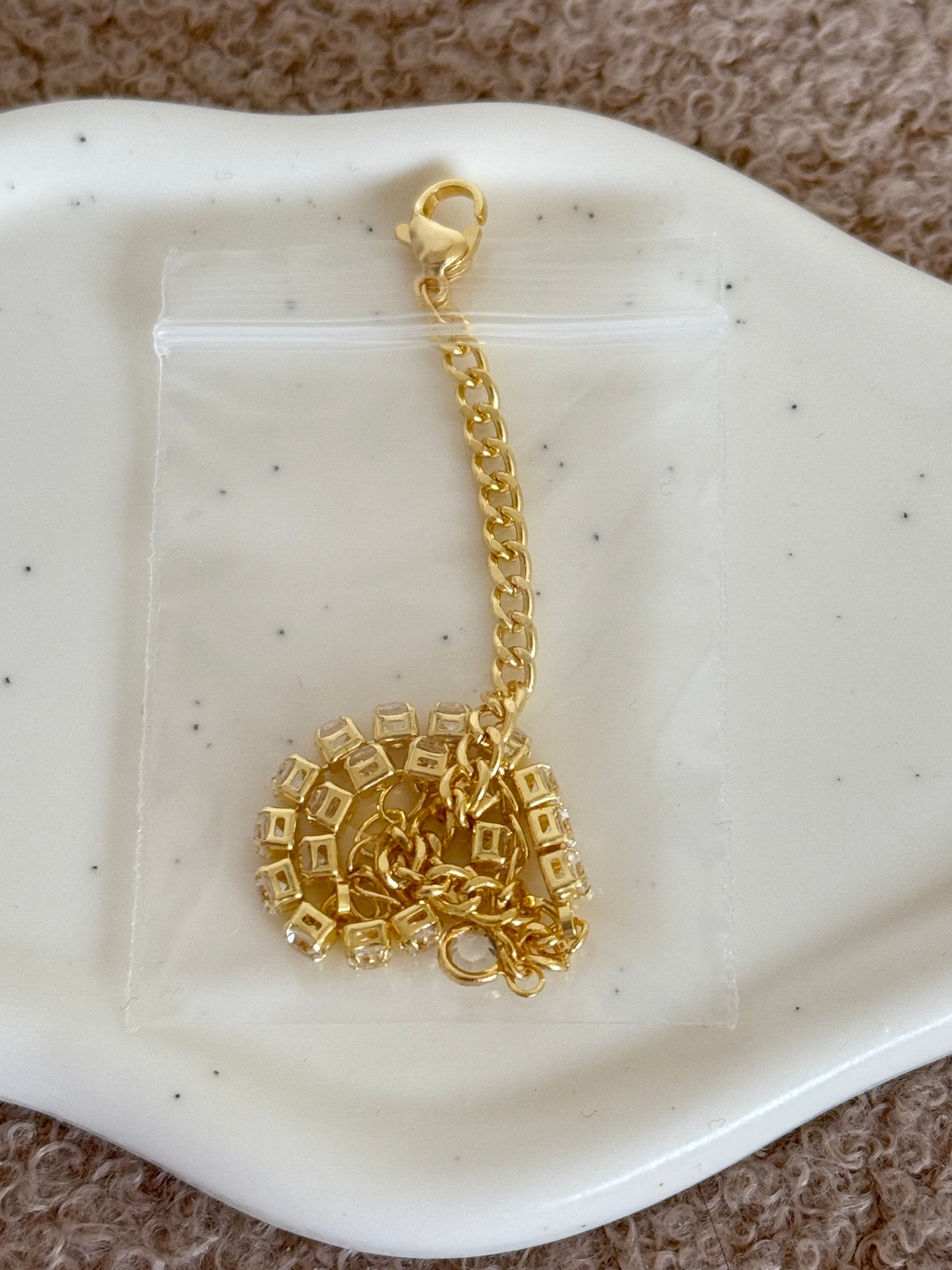 18k Gold Plated Crystal Chain Bracelet - Adjustable Cubic Zircon Tennis Bracelet