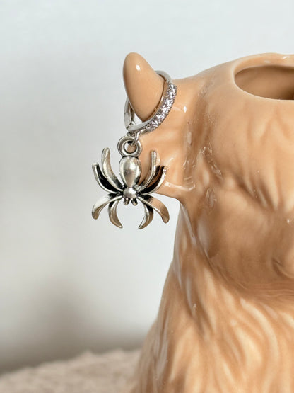 Silver Spider Earrings - Gothic Halloween Jewelry