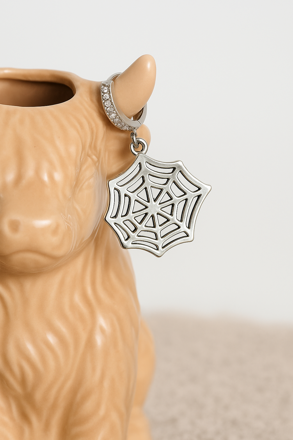 Silver Spider web Hoop Earrings - Halloween Charm Earrings | SMGemz