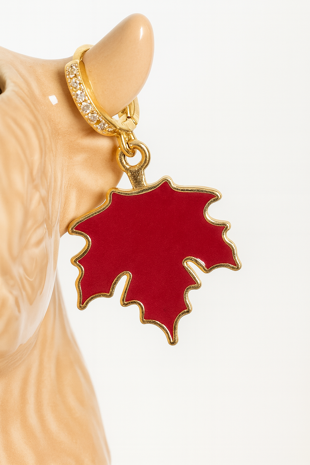 Gold Maple Leaf Hoop Earrings - Autumn Statement Jewelry | SMGemz