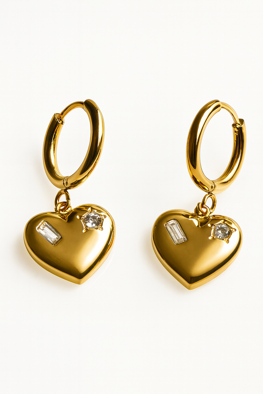 18k Gold Plated Heart Hoop Earrings - Tarnish Free | SMGemz