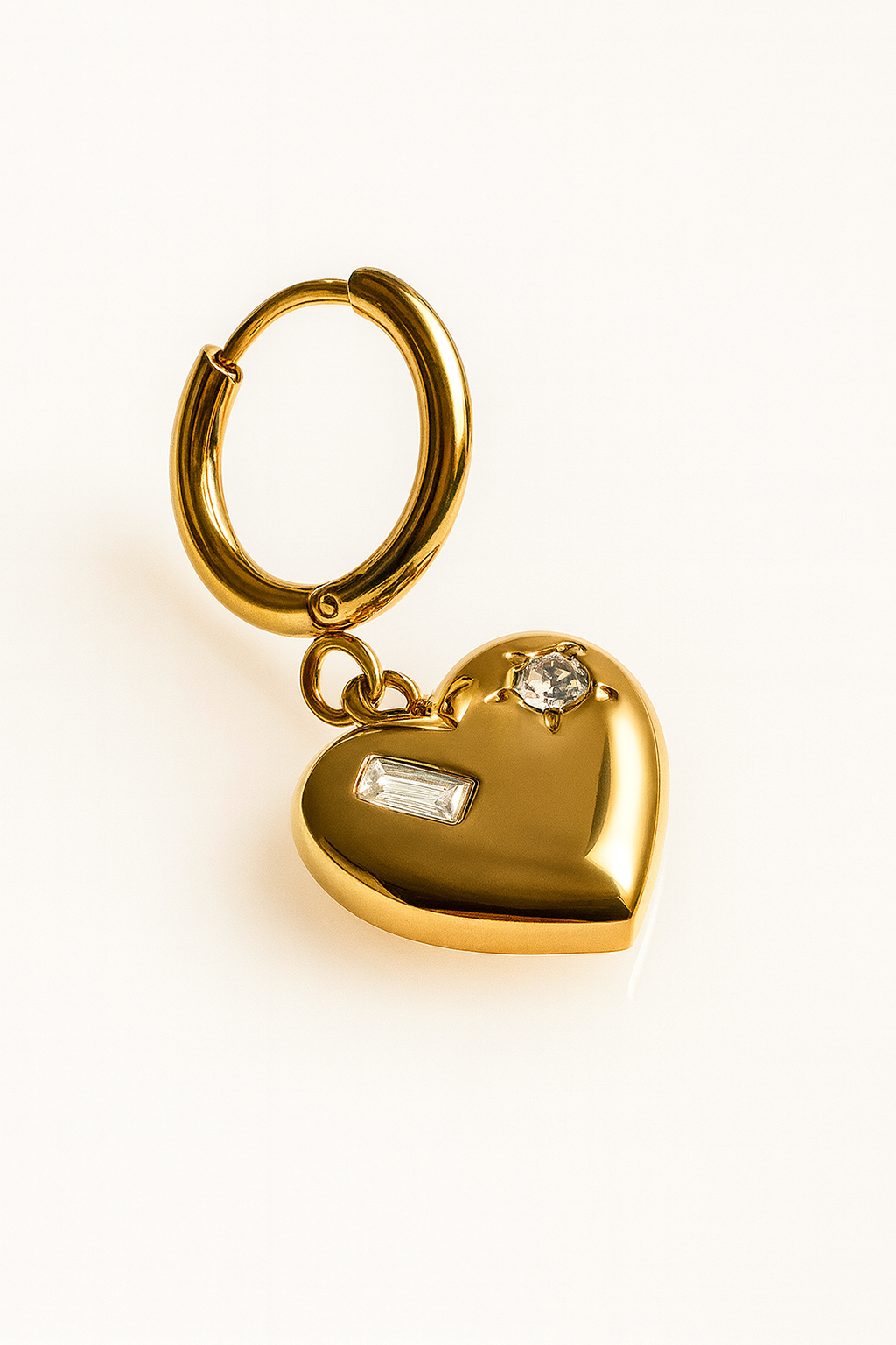 18k Gold Plated Heart Hoop Earrings - Tarnish Free | SMGemz