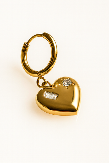 18k Gold Plated Heart Hoop Earrings - Tarnish Free | SMGemz