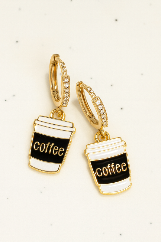 Coffee Cup Earrings - Cute Gold Hoop Earrings for Coffee Lovers | SMGemz